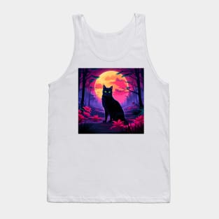 BLACK CAT IN THE NIGHT COLORFUL Tank Top